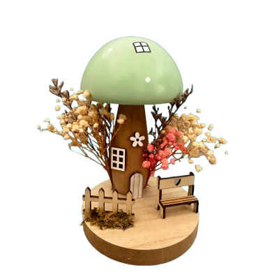 Wooden Mushroom Planter Ornament