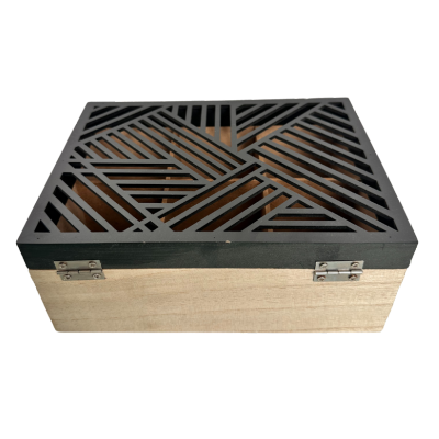 Black Laser-Cut Decorative Wooden Box