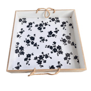 Modern White Tray with Bold Black Leaf Pattern