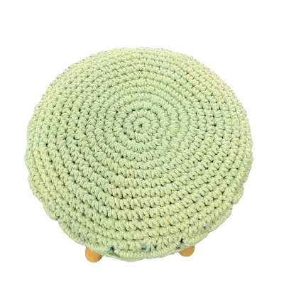 Macrame upholstered stool with wooden legs – handmade wholesale stool