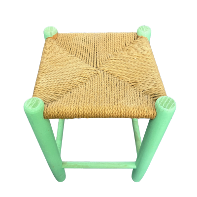 Custom upholstered stool with green frame – OEM ODM manufacturer