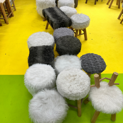 Decorative faux fur upholstered stool – boutique home décor